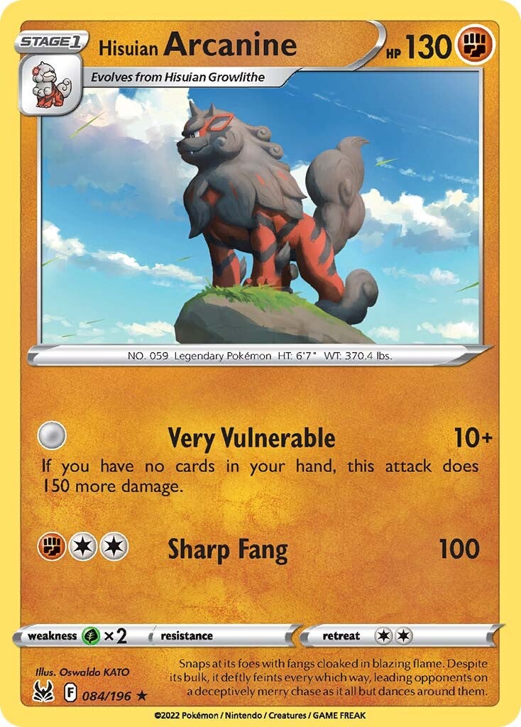 Arcanine de Hisui (084/196) (Exclusiva de Baraja Temática) [Espada y Escudo: Origen Perdido]