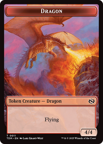 Dragón (0011) // Ficha de Guerrero de Doble Cara [Tarkir: Fichas de Tormenta de Dragones]