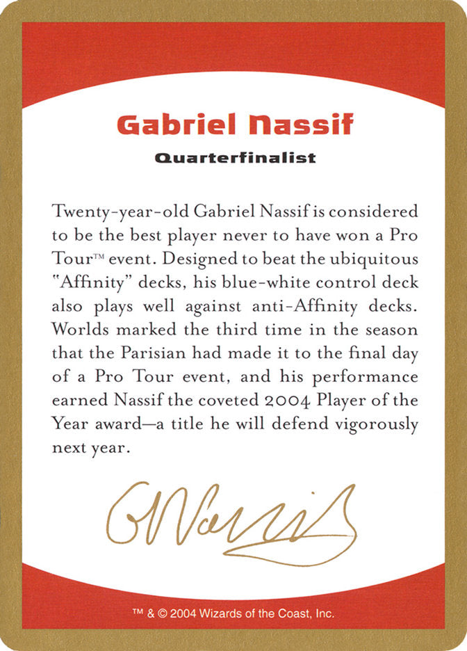 Biografía de Gabriel Nassif [World Championship Decks 2004]