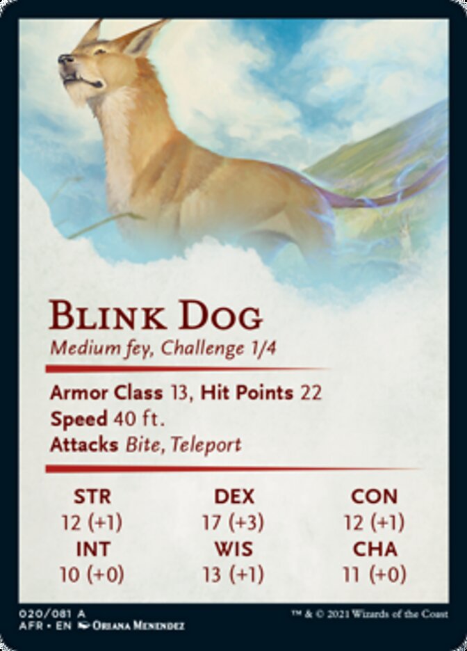 Carte artistique Chien clignotant [Donjons & Dragons : Aventures dans les Royaumes Oubliés - Série artistique]