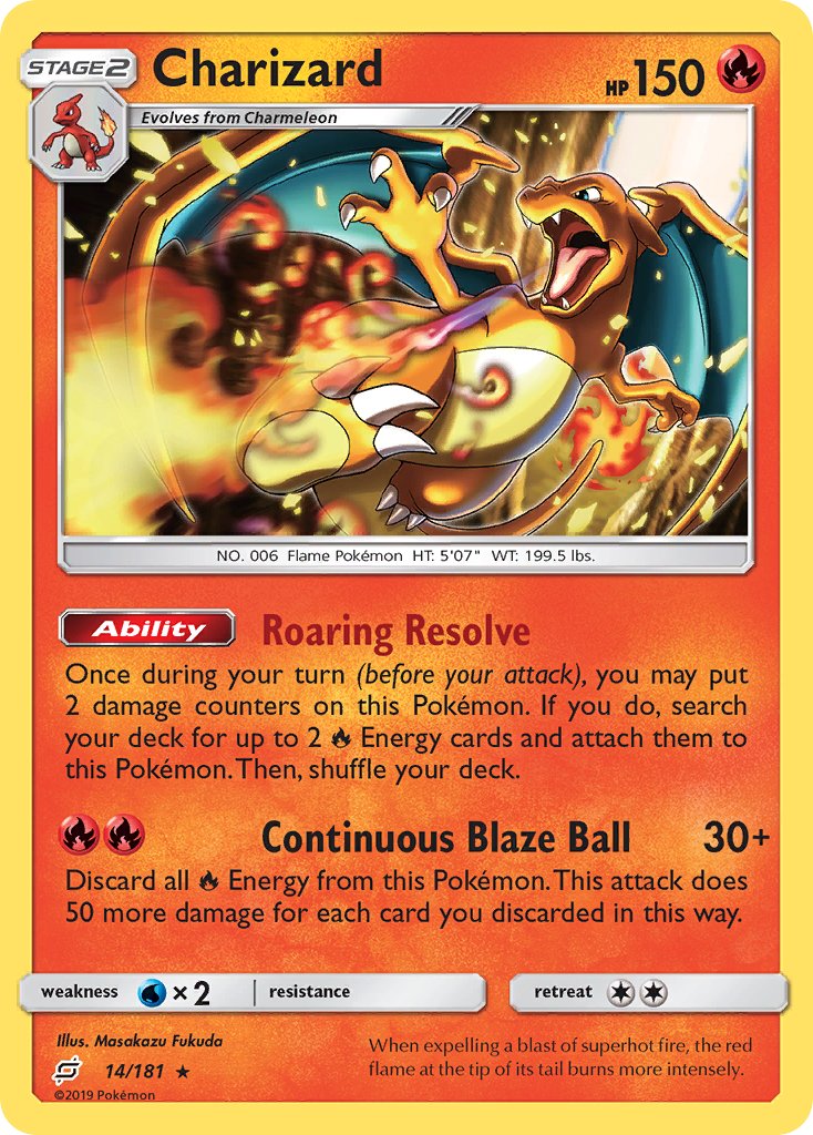 Charizard (14/181) (Exclusiva de Baraja Temática) [Sol y Luna: Unión de Aliados]