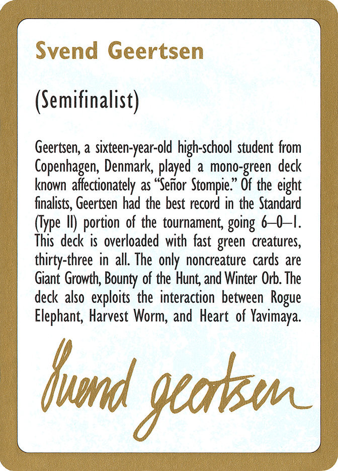 Svend Geertsen Biografía [Mazo del Campeonato Mundial 1997]