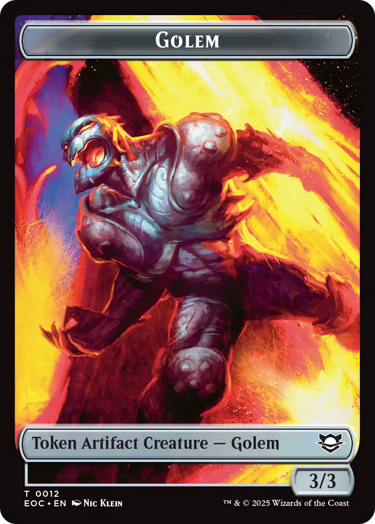 Copie // Golem (0012) Jeton double-face [Jetons de commandant d'À l'orée des éternités]