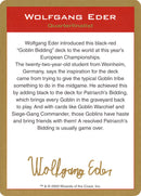 Wolfgang Eder Biografía [Mazos del Campeonato Mundial 2003]