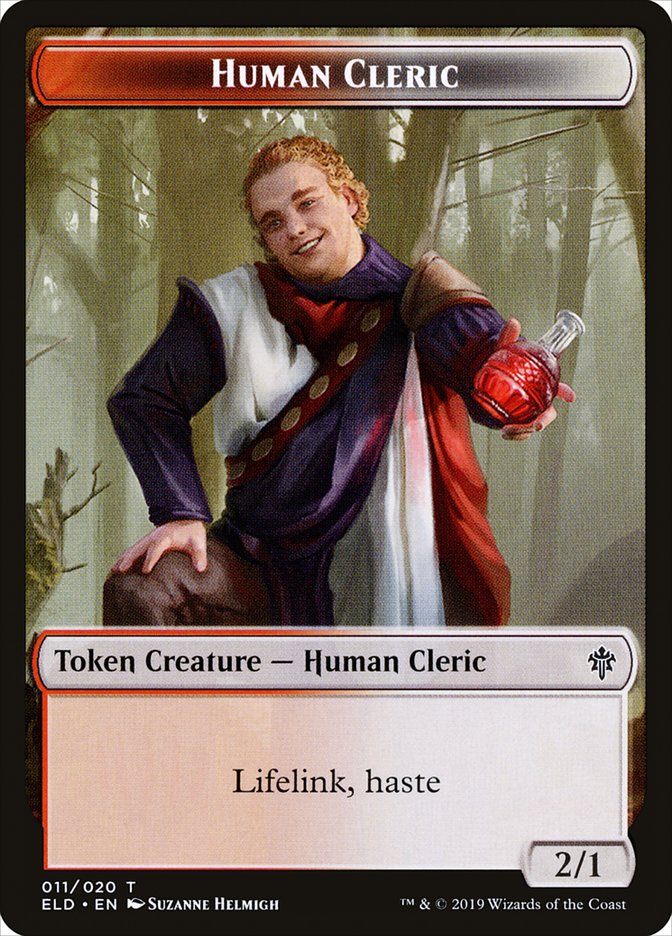 Ficha de Clérigo humano [Tokens de Trono de Eldraine]