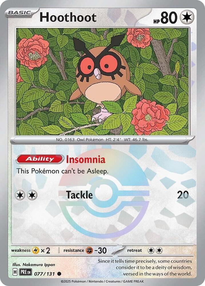 Hoothoot (077/131) (Motif Poké Ball) [Écarlate et Violet : Évolutions Prismatiques]