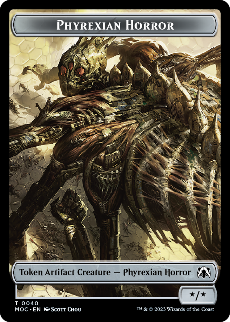 Gólem pirexiano // Horror pirexiano Ficha de doble cara [Marcha de las máquinas Commander Tokens]