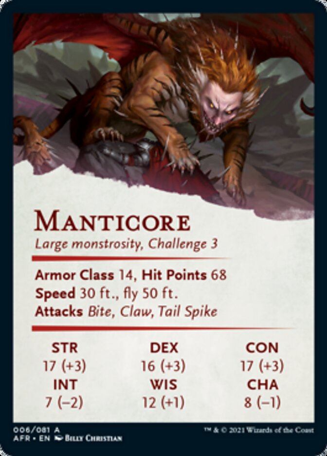Carte d'art Manticore [Donjons & Dragons : Aventures dans les Royaumes Oubliés - Série d'art]