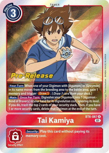 Tai Kamiya [BT6-087] [Cartas de prelanzamiento Doble Diamante]