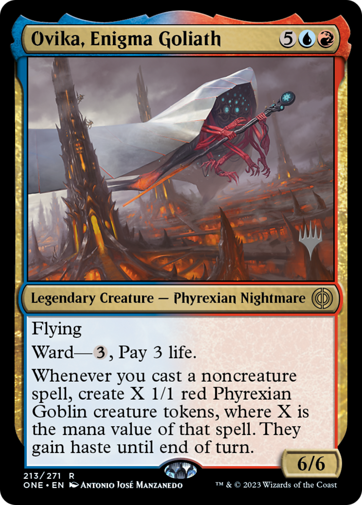 Ovika, Goliate énigmatique (Pack promo) [Phyrexia: Tout sera un, promos]