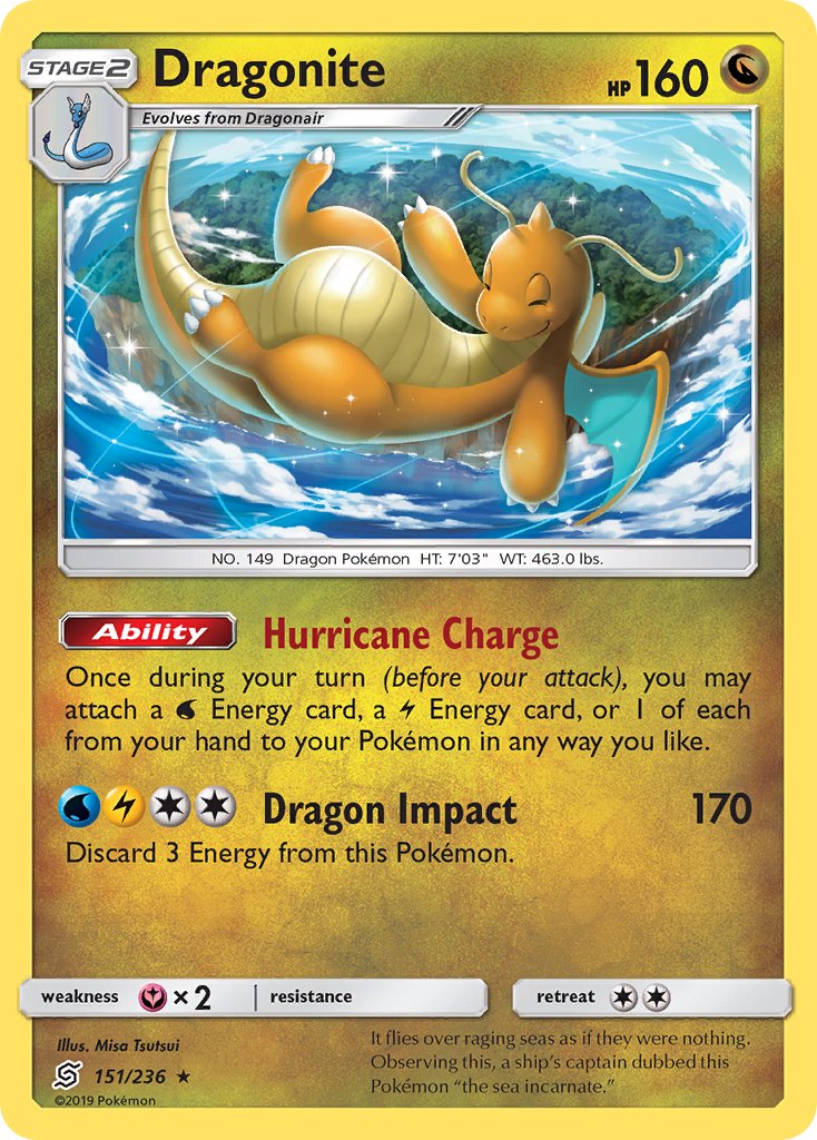 Dracolosse (151/236) (Holo Givré Brisé) (Exclusivités du Deck Thème) [Soleil et Lune : Esprits Unifiés]