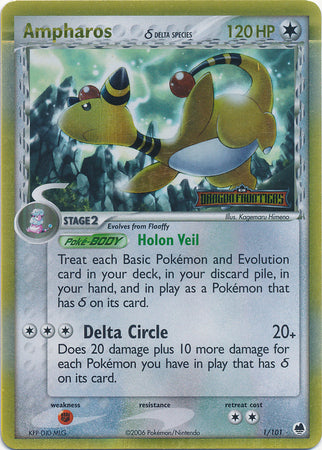 Ampharos (1/101) (Especie Delta) (Sellada) [EX: Frente de Dragón]