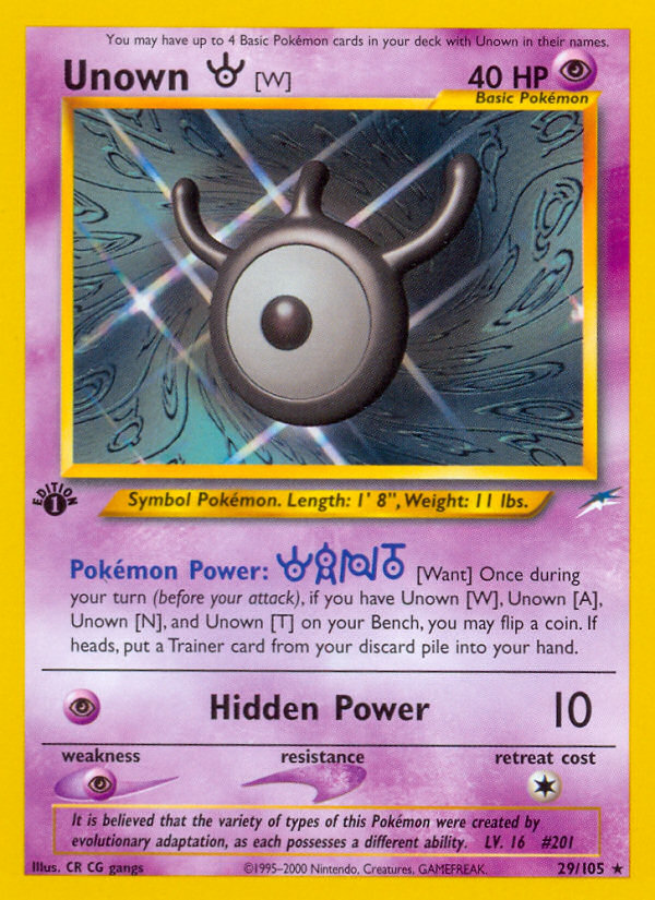 Unown [W] (29/105) [Neo Destiny 1.ª edición]
