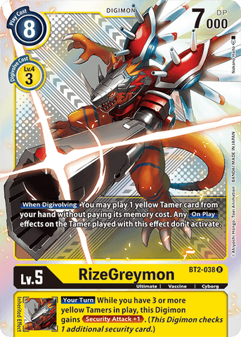 RizeGreymon [BT2-038] (Premium Pack) [Lanzamiento Special Booster Ver.1.5]