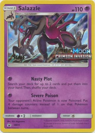 Salazzle (SM73) (Carta Promocional de Prerelease para Miembros del Staff) [Sol y Luna: Cartas Promocionales Black Star]