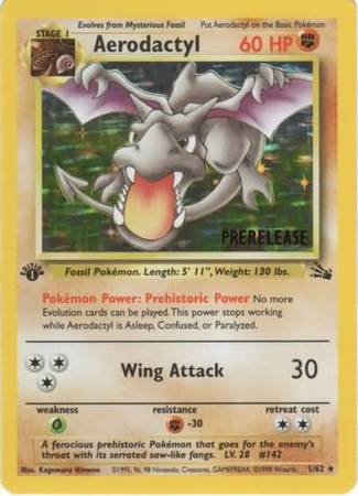 Aerodactyl (1/62) (Carta de promoción de prelanzamiento) [Fósil 1.ª edición]
