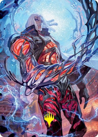Tezzeret, traître à la chair, carte artistique (signature estampillée or) [Série artistique Kamigawa: Neon Dynasty]