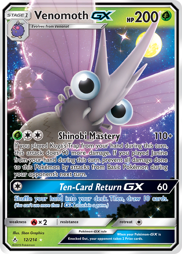 Venomoth GX (12/214) [Sol y Luna: Lazos Indestructibles]
