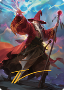 Carte d'art d'Elminster (36) (Signature estampée or) [Commander Legends: Battle for Baldur's Gate Art Series]