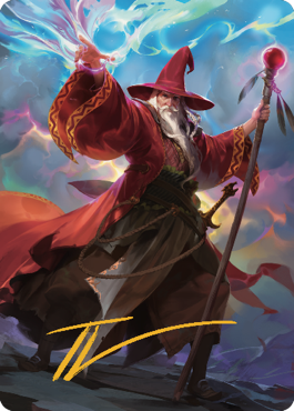 Carte d'art d'Elminster (36) (Signature estampée or) [Commander Legends: Battle for Baldur's Gate Art Series]