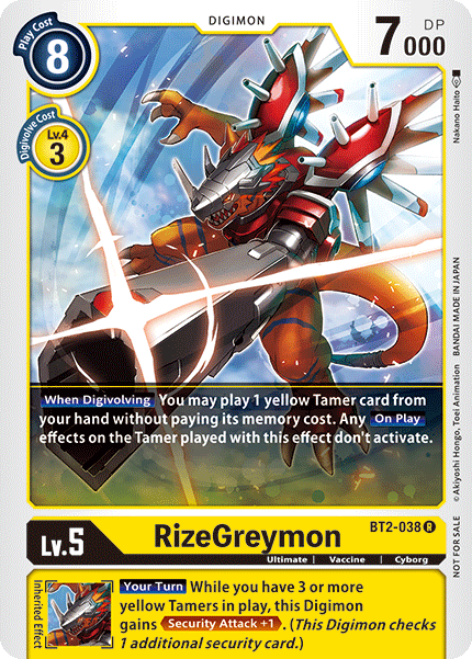 RizeGreymon [BT2-038] (Paquete de torneo) [Promociones del Booster de lanzamiento Ver.1.5]