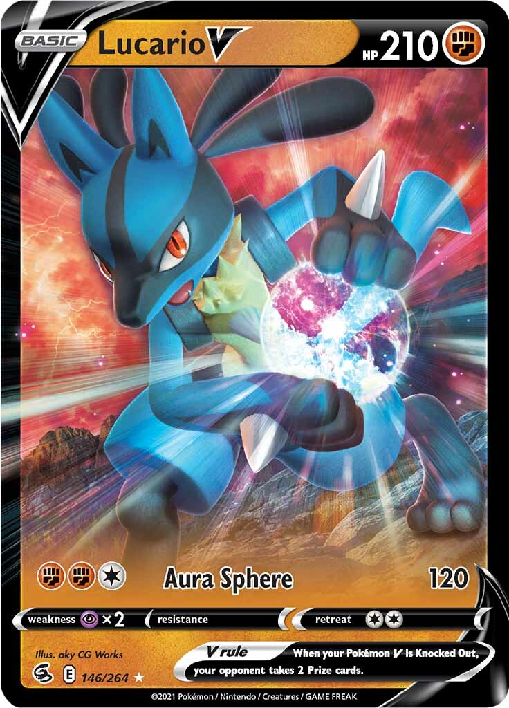 Lucario V (146/264) (Carte géante) [Épée et Bouclier : Poing de Fusion]