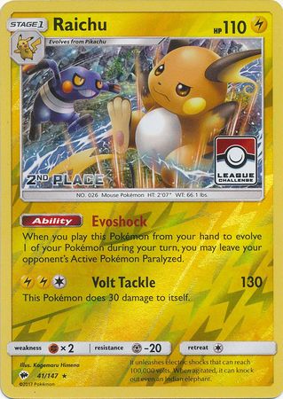 Raichu (41/147) (Ligue Promo 2ème Place) [Soleil et Lune : Gardiens de la Flamme]