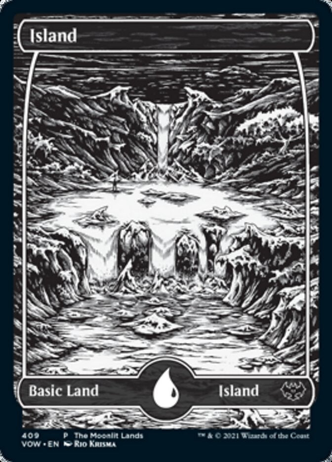 Île (Terres éclairées par la lune) (Foil texturé) [Innistrad : Vœu écarlate promos]