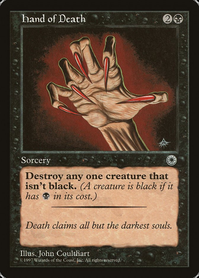 Main de la mort (avec explication des couleurs de créatures) [Portail]