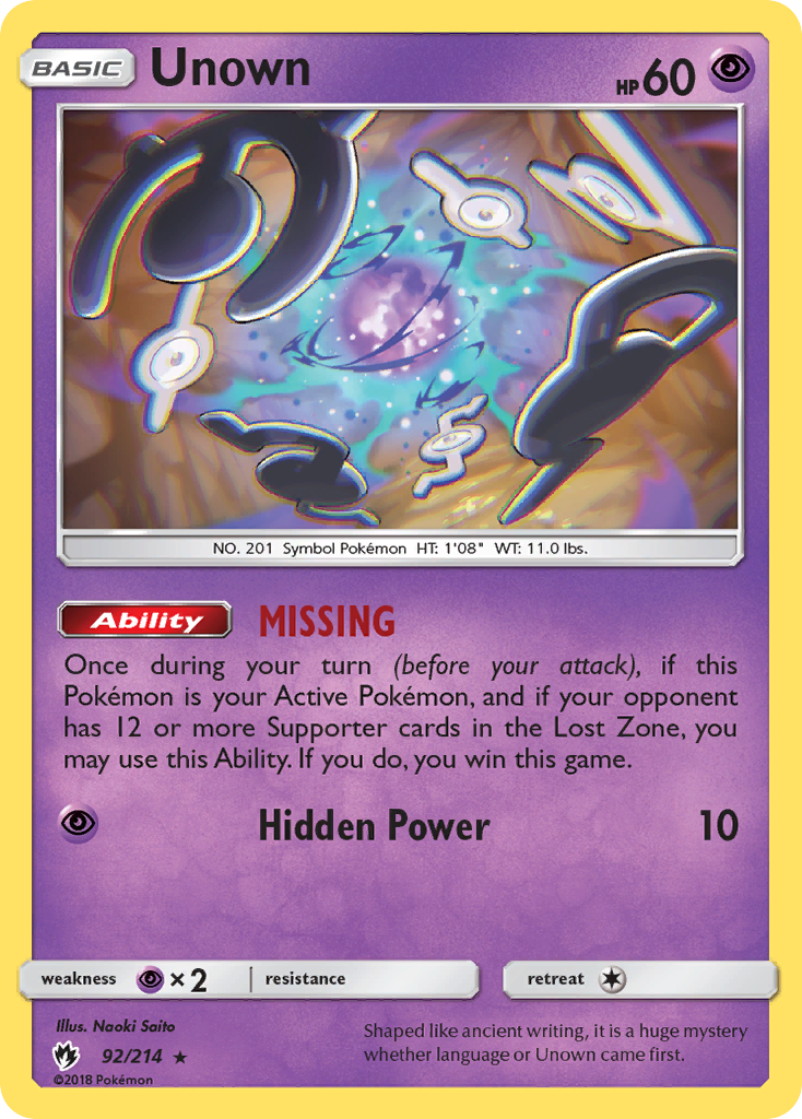 Unown (92/214) [Sol y Luna: Truenos Perdidos]