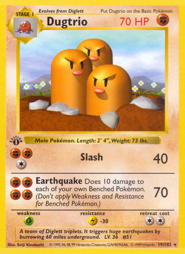 Dugtrio (19/102) (Sin Sombra) [Set Básico 1.ª Edición]