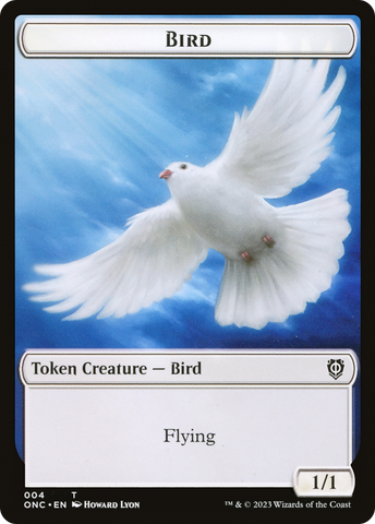 Ficha de dos caras de Pájaro // Gato [Phyrexia: All Will Be One Commander Tokens]