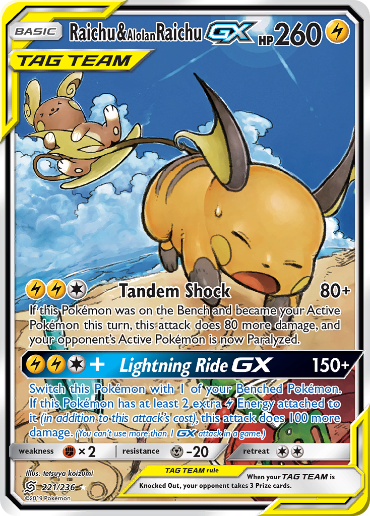 Raichu & Raichu d'Alola GX (221/236) [Soleil et Lune : Harmonie des Esprits]