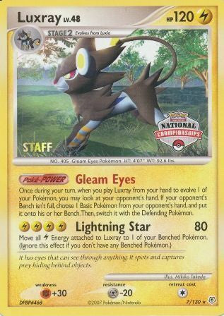 Luxray (7/130) (Campeonatos Nacionales) (Staff) [Diamond & Pearl: Base Set]