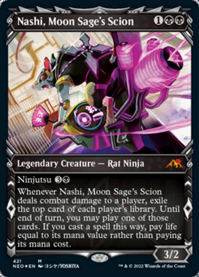 Nashi, scion du mage de la lune (Présentation) (Foil gravé) [Kamigawa: Neon Dynasty]