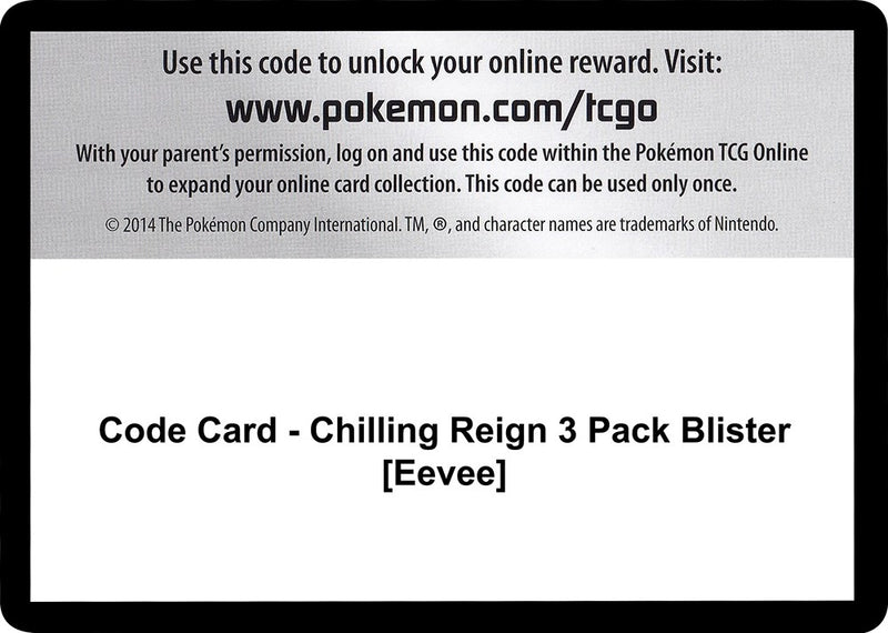 Image for Code Card - Chilling Reign 3 Pack Blister [Eevee] - Pokemon