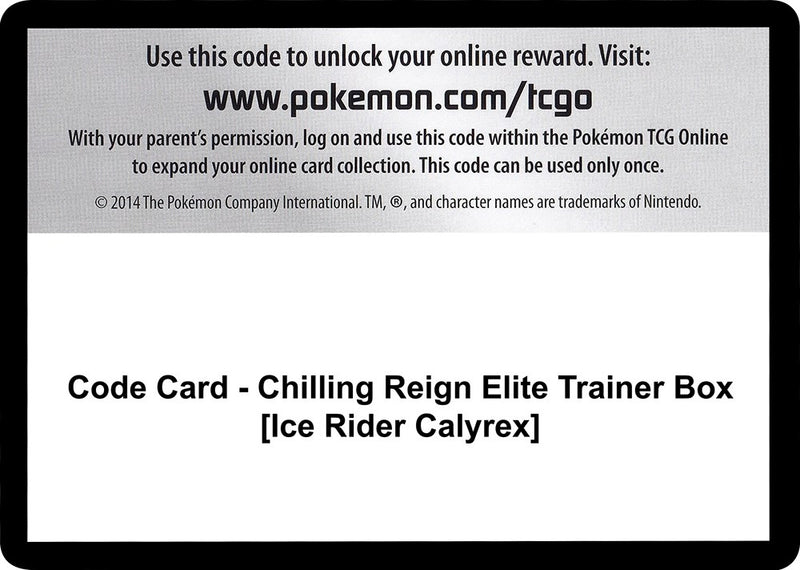 Image for Code Card - Chilling Reign Elite Trainer Box [Ice Rider Calyrex] - Pokemon