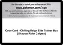 Image for Code Card - Chilling Reign Elite Trainer Box [Shadow Rider Calyrex] - Pokemon