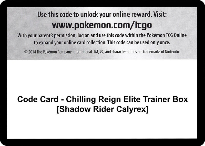 Image for Code Card - Chilling Reign Elite Trainer Box [Shadow Rider Calyrex] - Pokemon