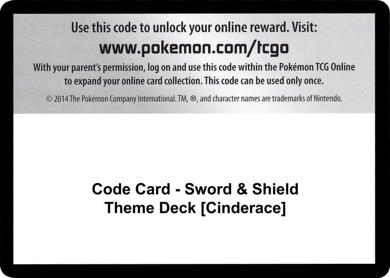 Image for Code Card - Sword & Shield Theme Deck [Cinderace] - Pokemon