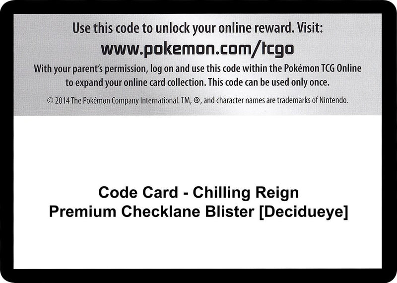 Image for Code Card - Chilling Reign Premium Checklane Blister [Decidueye] - Pokemon