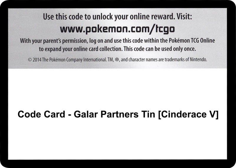 Image for Code Card - Galar Partners Tin [Cinderace V] - Pokemon