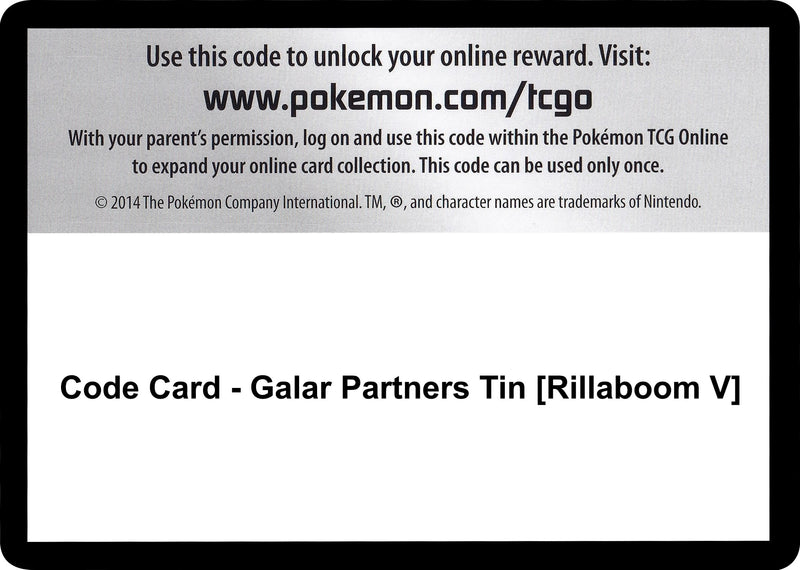 Image for Code Card - Galar Partners Tin [Rillaboom V] - Pokemon