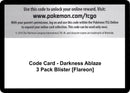 Image for Code Card - Darkness Ablaze 3 Pack Blister [Flareon] - Pokemon