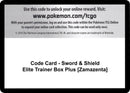 Image for Code Card - Sword & Shield Elite Trainer Box Plus [Zamazenta] - Pokemon