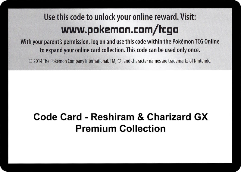 Image for Code Card - Reshiram & Charizard GX Premium Collection (MCAP) - Pokemon