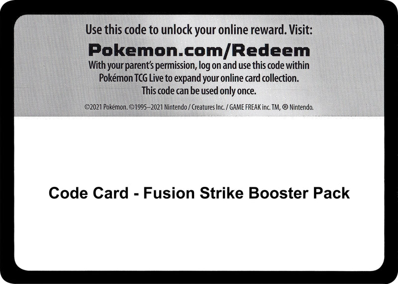 Image for Code Card - Fusion Strike Booster Pack - Pokemon