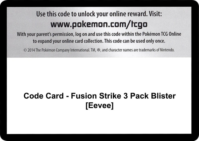 Image for Code Card - Fusion Strike 3 Pack Blister [Eevee] - Pokemon