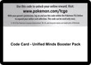Image for Code Card - Unified Minds Booster Pack - Pokemon