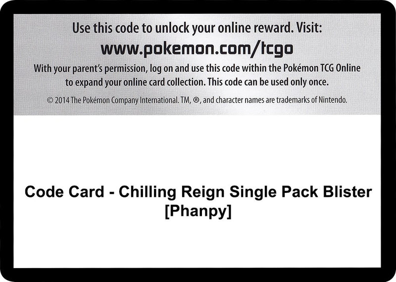 Image for Code Card - Chilling Reign Single Pack Blister [Phanpy] - Pokemon